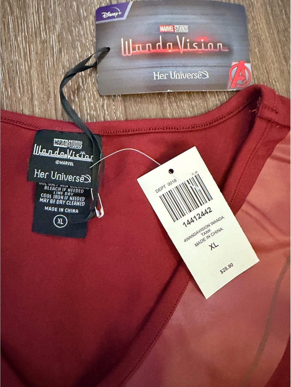 Her Universe WandaVision Wanda Scarlet Witch Top XL NWT Marvel Hot Topic - Picture 6 of 7